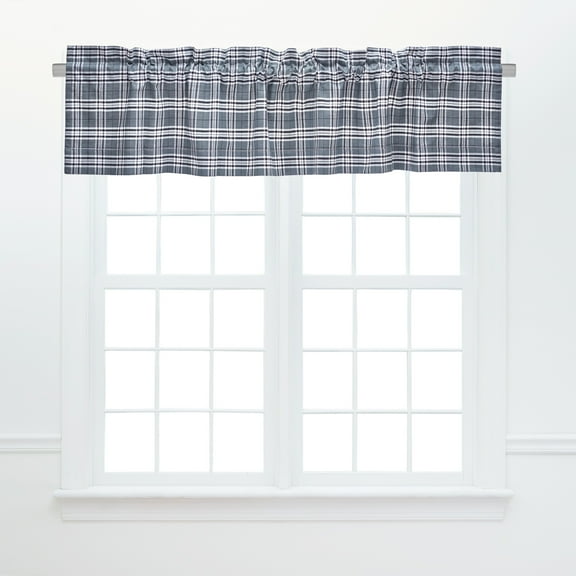 Max Plaid Gray 100% Cotton Single Window Valance 15" x 72"