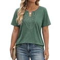 thumbnail image 4 of Fantaslook Lace Plus Size Tops for Women V Neck Short Sleeve Blouses Summer Tunic Shirts, 4 of 12