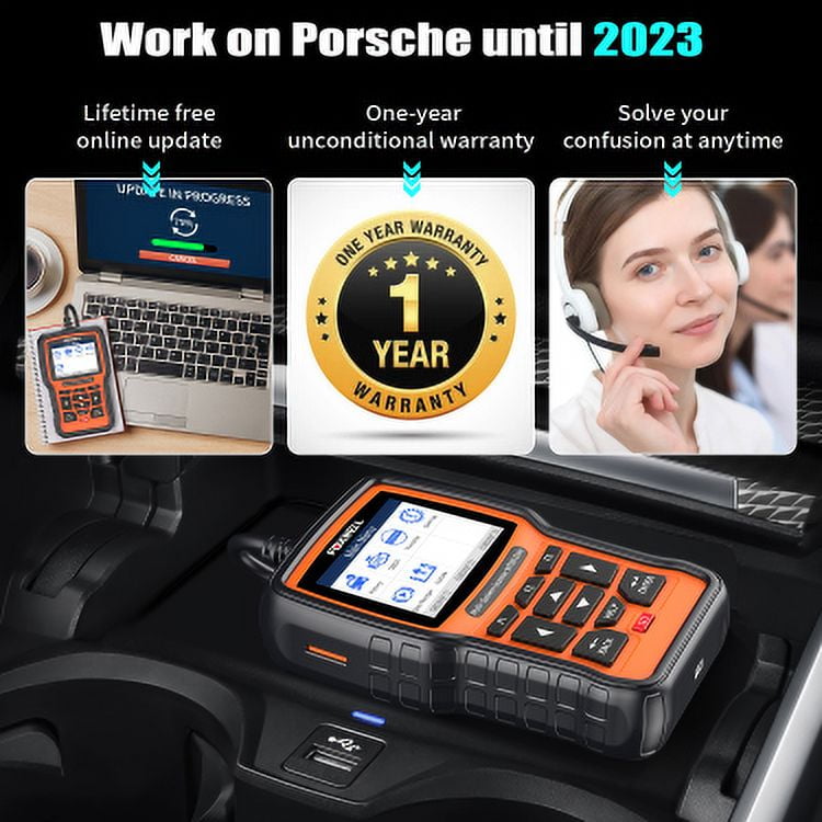 FOXWELL NT510 Elite OBD2 Scanner Fits for Porsche All System Bi-directional Diagnostic Scanner All Maintenance Services Car Code Reader Check Engine Full OBD2 Functions Automotive Diagnostic Scan Tool