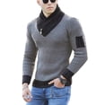 thumbnail image 1 of Suéter casual de punto ajustado con cuello de bufanda., 1 of 3