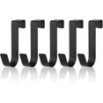 thumbnail image 1 of 2026 Towel Hook 5 Pack Stainless Steel Water Proof Over Shower Door Hook for Bathroom Frameless Glass Door 0.82(2.1cm) Hanging Towels , Matte Black, 1 of 5