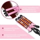 thumbnail image 4 of Rizador de 3 barriles para ondas playeras, rizador de pelo de cerámica rosa turmalina estilo sirena con calentamiento rápido., 4 of 5