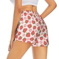 thumbnail image 3 of Xecao's Strawberry Flower for a double-layer running short for women, perfect for gym, tennis, and more, featuring a convenient pocket., 3 of 9