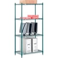 thumbnail image 3 of Nexel 4 Shelf Poly-Green Wire Shelving Unit Starter 30""W x 14""D x 54""H, 3 of 3