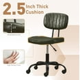 thumbnail image 3 of Small Home Office Desk Chair with Wheels, Armless Comfy Vanity Chair Swivel Computer Task Chair No Arms, Modern Height Adjustable Low Back Rolling Chair for Small Space (PU Leather Green), 3 of 18