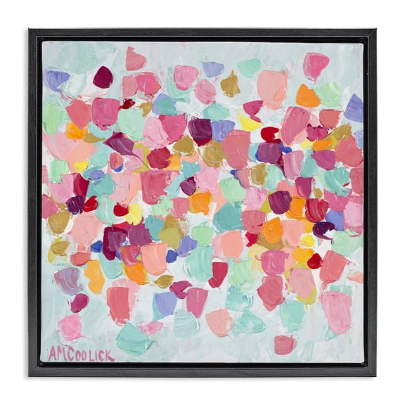 Stupell Industries Contemporary Pastel Hue Splotches Black Floating Frame Canvas Art, 18 x 18, by Ann Marie Coolick