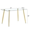 thumbnail image 3 of LUFTUT 51" Glass Dining Table, Rectangular Tempered Glass Top with Rounded Corners, Gold Metal Tapered Legs, Modern Kitchen & Dining Room Table, Easy Assembly, Small-Space Friendly, 3 of 7