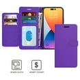 thumbnail image 3 of CoverON For Apple iPhone 14 Pro Wallet Case, RFID Blocking Vegan Leather 6x Card Slot Holder Cover Flip Folio Phone Pouch, Purple, 3 of 7