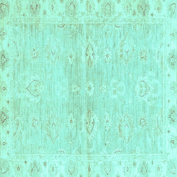 Ahgly Company Indoor Square Abstract Light Blue Modern Area Rugs, 4' Square