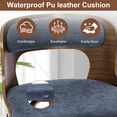 thumbnail image 3 of FANCROU 26 inch Swivel Counter Height Bar Stools Set Of 2, PU Leather Seat With Color-Blocked Square Cushion, Bentwood Walnut Color Back And Legs, Mixed Color, 3 of 6