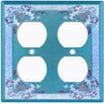 thumbnail image 3 of Metal Light Switch Plate Cover Elegant Antique Floral Tile Frame Teal FLW080, 3 of 13