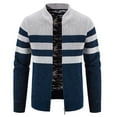 thumbnail image 2 of Herrnalise Men's Fashion Autumn And Winter Plaid Hooded Fleece Knitted Sweater Sweater Jacket Gray, 2 of 5