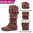 thumbnail image 4 of Love Steetly Women's Extra Wide Calf Knee High Boots, Slouchy Double Buckle Flat Fall Winter Boots., 4 of 7