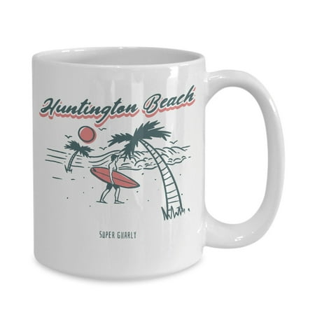

Vintage Surf Super Gnarly Huntington Beach Surfer White Gift coffee mug