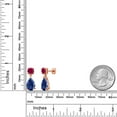 thumbnail image 3 of Gem Stone King 18K Rose Gold Plated Silver Blue Created Sapphire and Red Created Ruby Earrings for Women | 9.14 Cttw | Gemstone September Birthstone | Pear Shape 12X8MM, 3 of 4