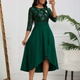 thumbnail image 5 of Sakmal Wedding Guest Women's Casual Dresses Green Long Cocktail Dress Lace Dresses with Wrap, 5 of 9