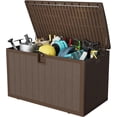 thumbnail image 1 of YUSAZENS Boîte de Rangement Extérieure de 130 Gallons, Résine Plastique, Résistante aux Intempéries, Contenant Organisateur d'Outils de Patio Brun, 1 of 8