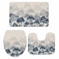 thumbnail image 2 of Gradient Gary Blue Bathroom Rugs Set Modern Abstract Art Watercolor Blue Forest Tree Linen Non Slip Absorbent Bath Mats 3 Piece Set with Bathroom Rug, U-Shaped Floor Mat, Toilet Seat Cover Large Size, 2 of 9
