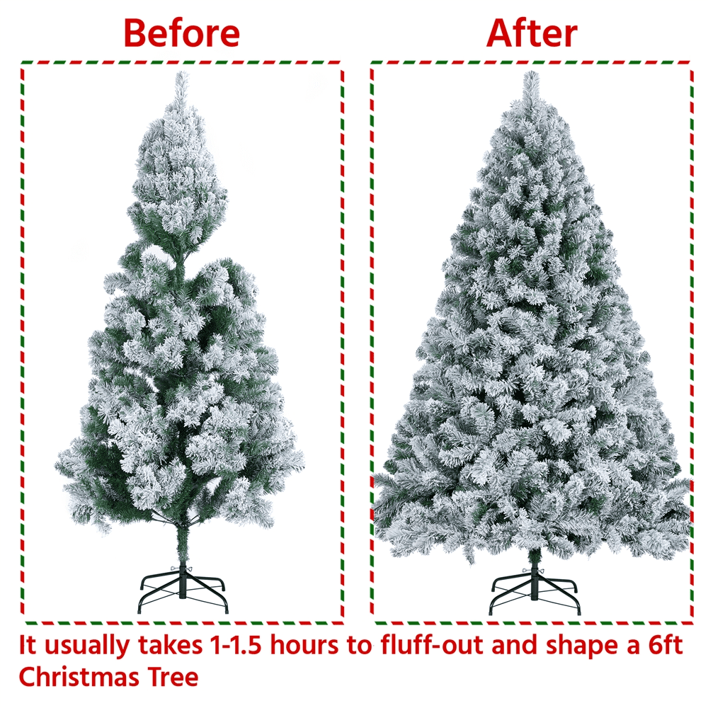 Alden Design 6 Ft Foldable Christmas Tree with Lights, Frosted White