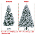 thumbnail image 2 of Yaheetech Green Unlit Pine Snow Hinged Flocked Artificial Christmas Tree, with Foldable Metal Stand including PVC Tips 6', 2 of 8