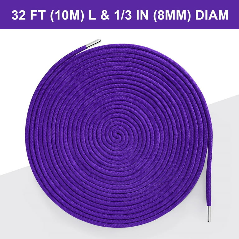 Casewin DIY 32 feet 8 mm Diameter Soft Polyester Silk Rope Solid Braided  Twisted Nylon Decorative Ropes,10m Durable and Strong All Purpose Twine Cord  Rope String Thread Cord (Purple) 