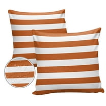 Pack of 2 Outdoor Pillow Covers, Orange White Stripe Waterproof Square Throw Pillowcase Cushion Decorative Pillow Covers for Couch Patio Tent, 26x26 in