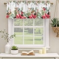 thumbnail image 2 of Christmas Poinsettia Curtain Valances for Windows, Kitchen Valance Window Treatments Panel 2 Pack, Xmas Cardinal Pine Cone Branches Rod Pocket Short Curtains for Bathroom Bedroom 54 x 18 Inch, 2 of 8