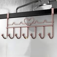 thumbnail image 6 of Door Hooks, Over The Door Hooks, Waterproof Rustproof No Punch Holes Storage Hooks for Bathroom Bedroom Entryway, Durable Iron Material, Gold and Rose Gold Finish, 6 of 7