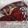 thumbnail image 4 of 3 Piece Red White Duvet Cover Set Full Size,Microfiber Comforter/Quilt Cover with Corner Ties and 2 Pillowcases,Abstract Black Chrysanthemum Flower Floral All Season Soft Bedding with Zipper Closure, 4 of 8