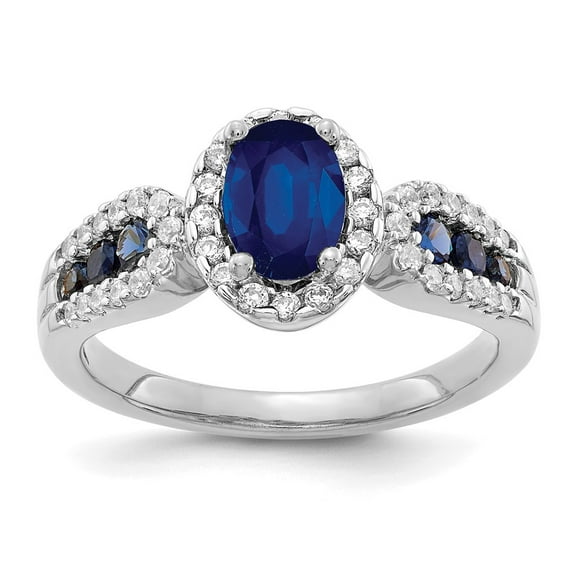 Primal Gold 14 Karat White Gold Diamond and Sapphire Ring
