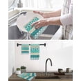 thumbnail image 5 of Turquoise Boho Kitchen Dish Towels for Drying Dishes Set of 4, Modern Abstract Art Floral Geometric Waffle Weave Microfiber Hand Tea Bathroom Towels Quick Dry & Absorbent Towel 12x12, 5 of 7