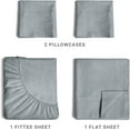 thumbnail image 3 of CGK Linens 4-Piece Ultra Soft & Comfy Hotel Luxury Sheet Set - Full Size Cooling Bed Sheet Fits 8"-16" Mattresses, Heathered Blue, 3 of 7