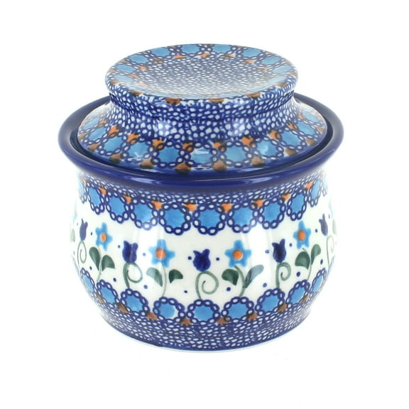 Blue Rose Polish Pottery Savannah French Butter Dish