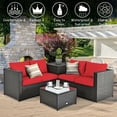 thumbnail image 4 of YYAo Patio Furniture Set, Outdoor Patio Set,4 Pieces Outdoor Patio Rattan Furniture Set with Cushioned Loveseat and Storage Box-Red, 4 of 13