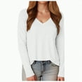 thumbnail image 4 of Towmus Womens Long Sleeve Shirts V Neck Casual Tops Loose Dressy Basic Fall Fashion Trendy Outfits Winter Clothes, 4 of 6