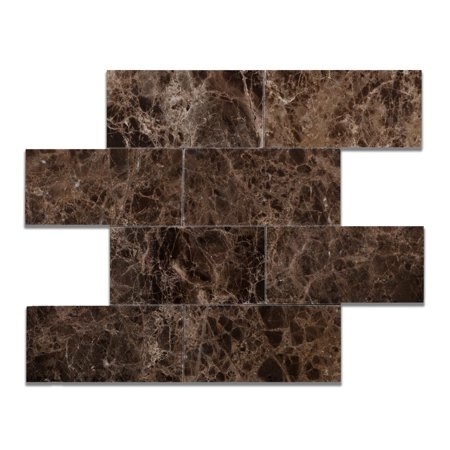 3 X 6 Emperador Dark Marble Polished Subway Brick Field Tile
