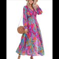 thumbnail image 3 of Vestido Bohemio Informal de Larga con Escote en V Profundo para Mujer Colores del Iris S, 3 of 8