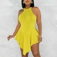 thumbnail image 4 of Mrat Womens Sleeveless Romper Back Zipper Cutout Irregular Club Jumpsuit Solid Plus Size Rompers Skirt S-24 Yellow XXL, 4 of 9