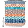 thumbnail image 2 of Teal Orange Striped Waterproof Fabric Shower Curtain,Boho Modern Geometric Abstract Art Waterproof Fabric Shower Curtain for Bathroom Curtains Bathtubs Shower Curtains with 12 Hooks Extra Long 72x96, 2 of 8