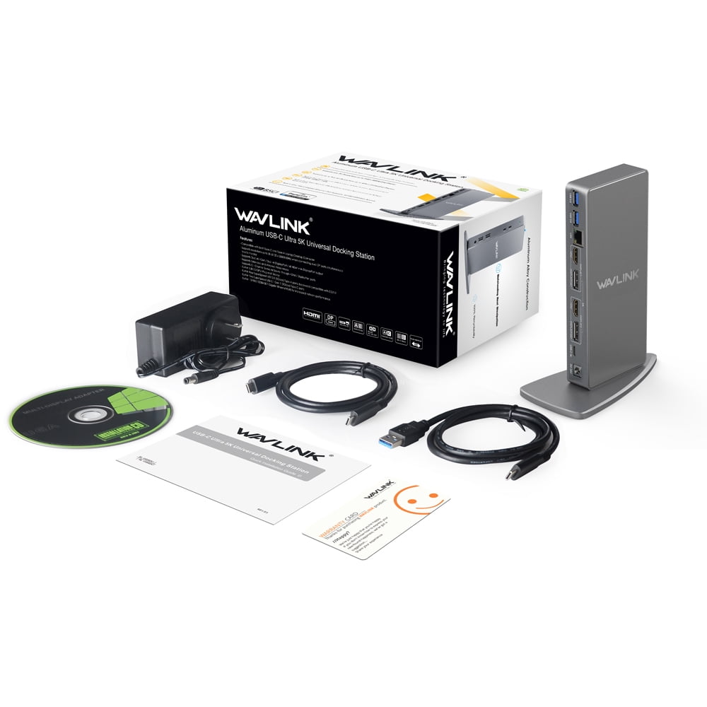 DisplayPort y HDMI, Gigabit Ethernet, 2 en 1 Audio, 5 puertos USB PC o Mac . WAVLINK USB 3.0 // USB C Universal Docking Station admite Dual 4K Video Salidas para port/átil