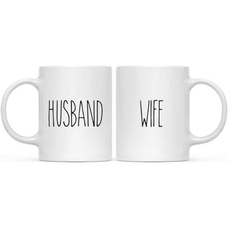 

CTDream Simple Rustic Farmhouse Kitchen Decor 11oz. Ceramic Coffee Tea Mug Husband Wife 2-Pack Birthday Christmas Anniversary Ideas