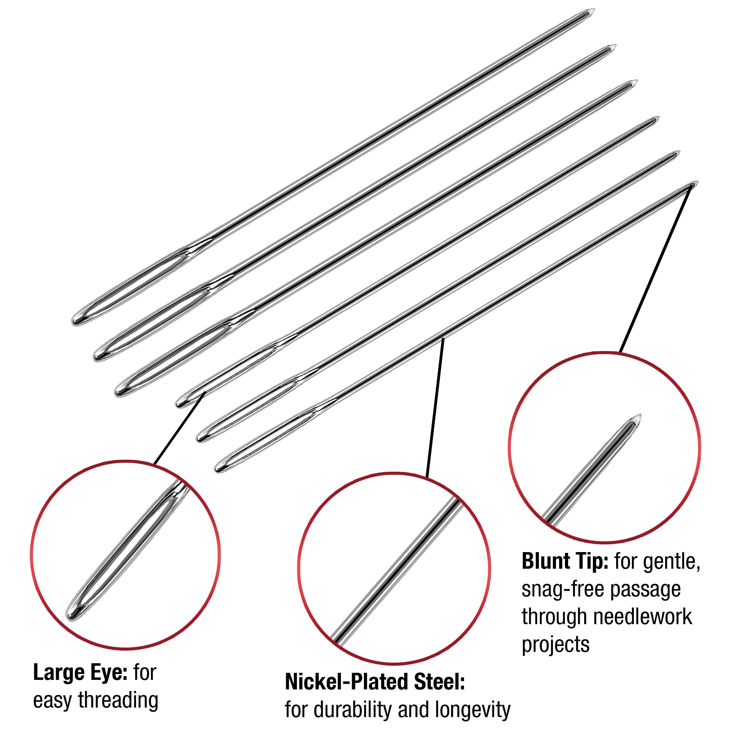 SINGER Tapestry Steel Hand-Sewing Needles, Sizes 24/26, 6 Pieces
