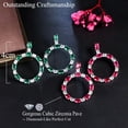 thumbnail image 4 of Silver Plated Green Cubic Zircon Oval Big Round Dangle Earrings for Ladies Party, 4 of 9