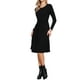 thumbnail image 2 of Vestido de punto acanalado INSPIRE CHIC para mujer, de manga larga, cuello redondo, cintura alta, estilo A-line, vestido casual XL negro, 2 of 6