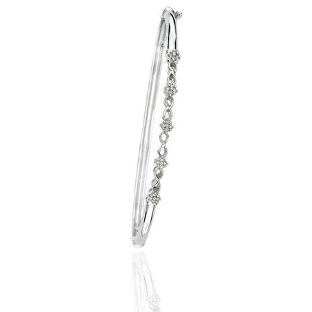 10K White Gold 1/6 ct. Diamond Bangle Bracelet