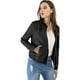 thumbnail image 3 of Chaqueta corta de motociclista Allegra K Piel sintética asimétrica con cremallera frontal Negro M, 3 of 6