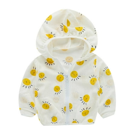 

Huilaibazo Protection Sun Clothing Sunscreen Long-slevees Summer Print Girls Cartoons Girls Tops