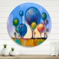 thumbnail image 2 of Designart 'Colourful Landscape Trees Impressionist I' Modern Circle Metal Wall Art 11x11 - Disc of 11, 2 of 5