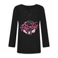 thumbnail image 5 of EIMELI Women‘s Fashion Casual Solid Color Chest Panel Ruched Button V Neck Long Sleeve Ladies Long Top Black XXL, 5 of 5