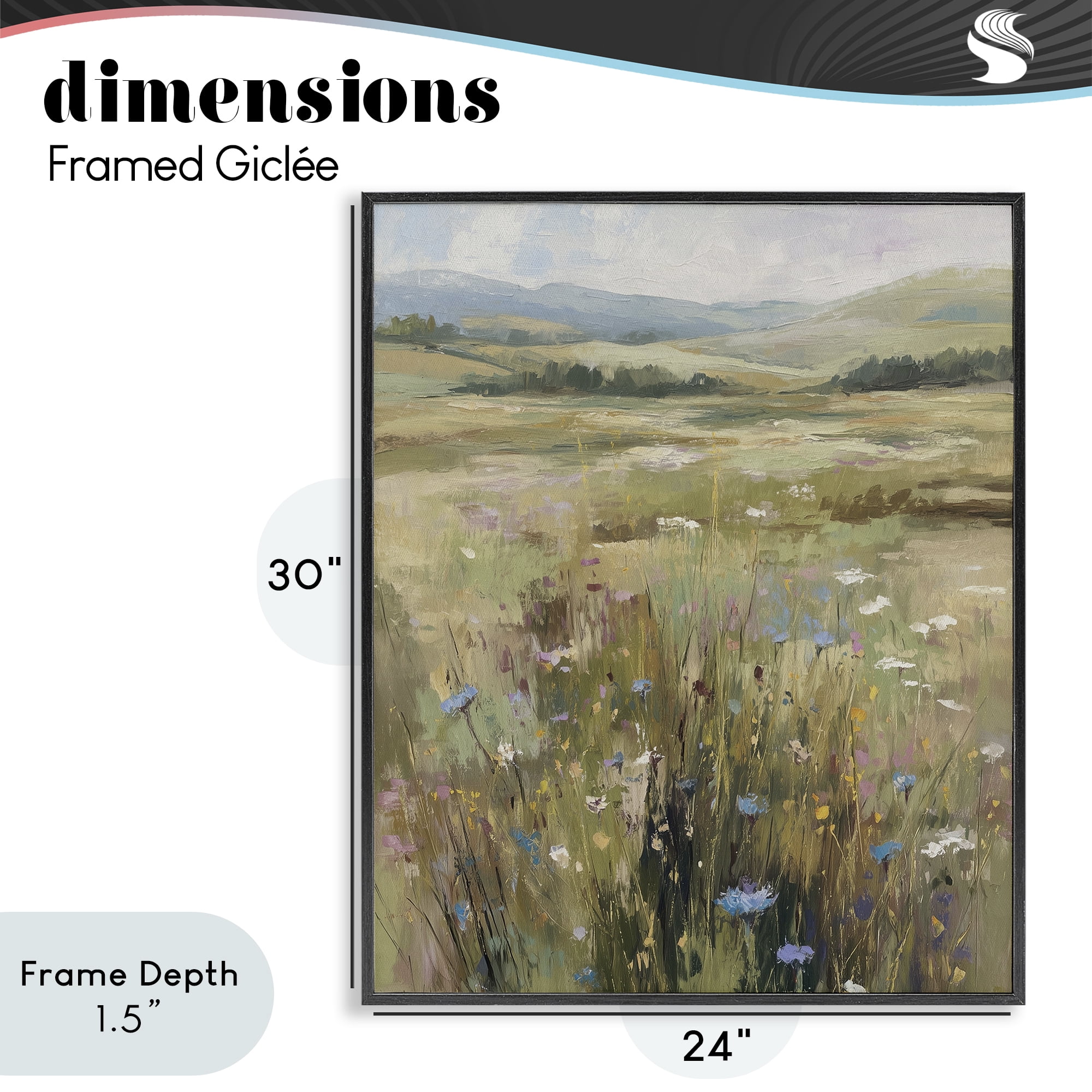 Stupell Industries Breezy Pastures Impression Black Framed Giclee Art, design by Svetlana Aleynikova
